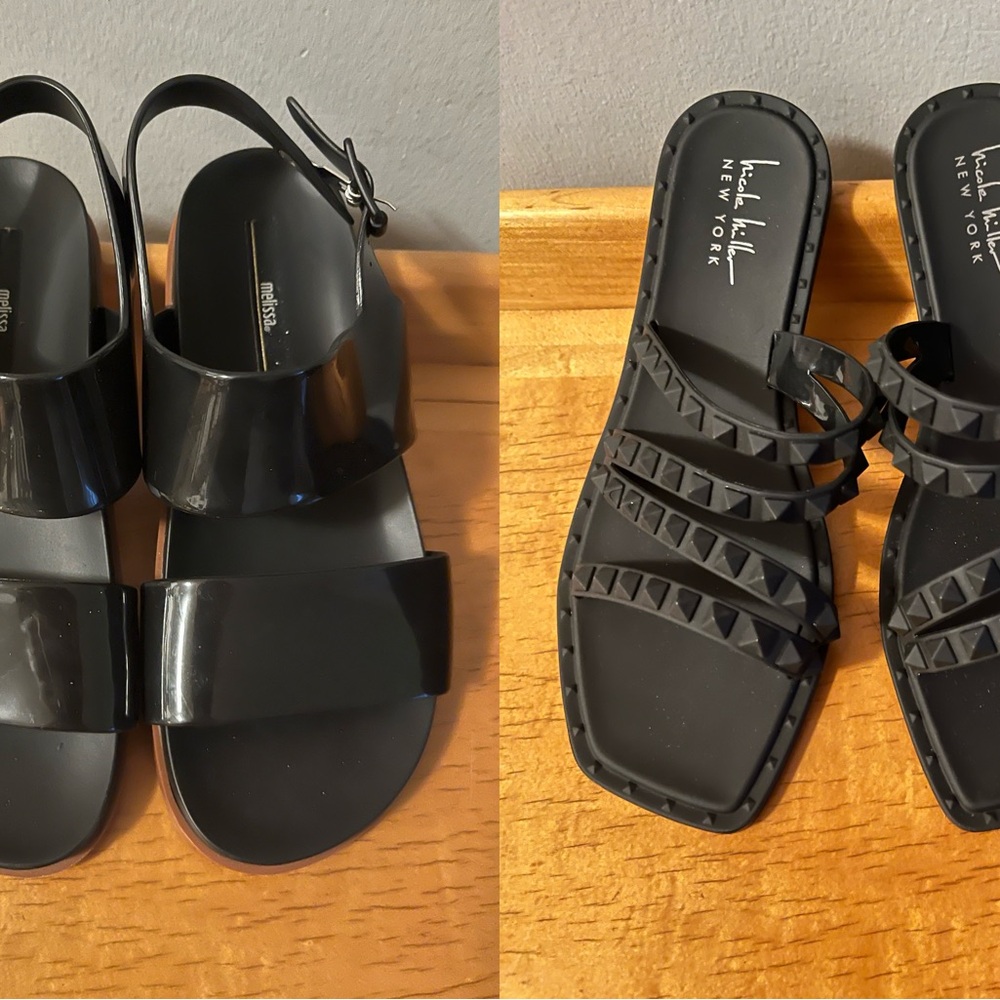 Pair of Black Sandals from Melissa and Nicole Miller Size 7